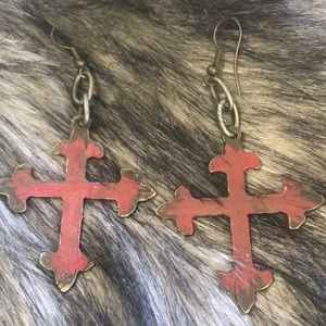 Red ♥️ Cross - metal earrings